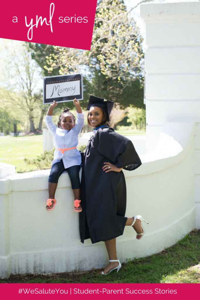 Jamila Williams, mother of one, is a recent graduate of Marymount University | See more student-parent success stories at TheYoungMommyLife.com