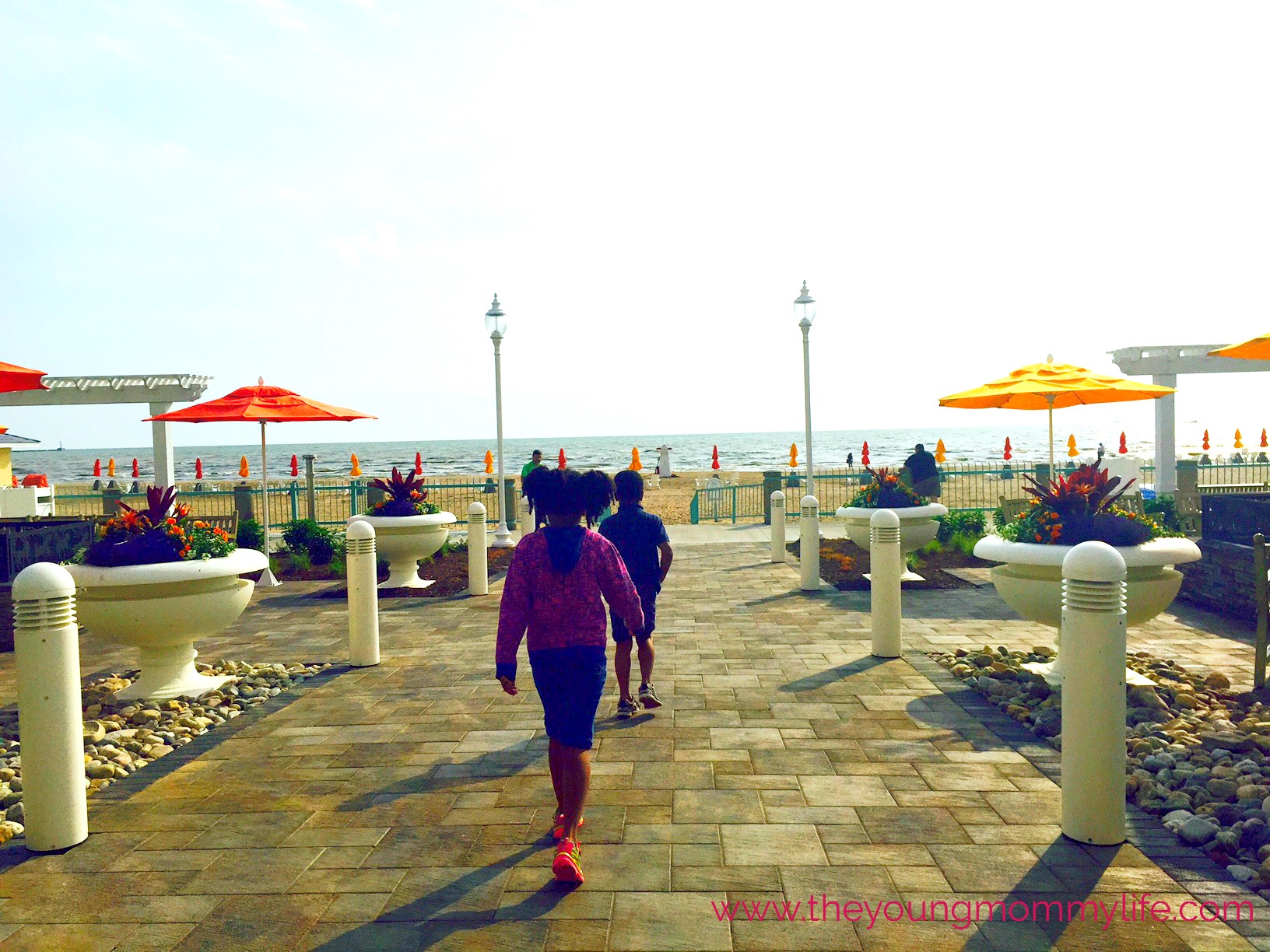 The pathway to the Cedar Point beach and boardwalk